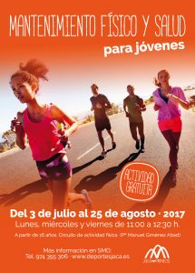 Verano 2017 los jóvenes a partir de 16 años podrán seguir las actividades dirigidas de mantenimiento físico y salud.