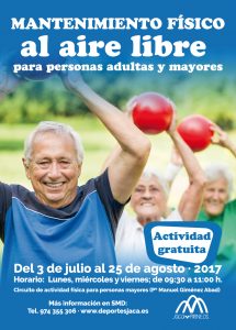 Verano 2017: “Mantenimiento físico al aire libre para personas adultas y mayores”.