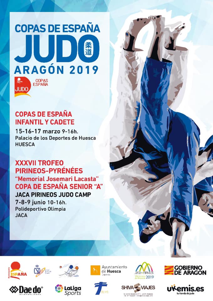 Jaca será capital internacional de judo el próximo fin de semana al congregar a judokas de varias comunidades autónomas españolas, al equipo nacional de Francia y a la Selección de Andorra en el polideportivo Olimpia para celebrar la copa de España Senior A, prueba puntuable para el campeonato de España 2019, bajo la 37ª edición del Trofeo Pirineos-Pyrénées Memorial José María Lacasta. Durante este mismo fin de semana tendrá lugar, también, el Pirineos Judo Camp.