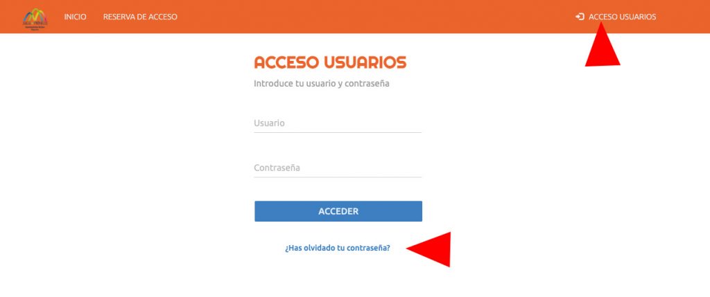 Entra en Acceso usuarios https://aytojaca.deporsite.net/login Date de alta como usuario. Para ello, la primera vez debes marcar ¿Has olvidado tu contraseña?