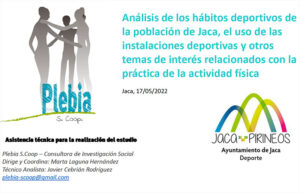 Resumen ejecutivo de los «Análisis de los hábitos deportivos de la población de Jaca, el uso de las instalaciones deportivas y otros temas de interés relacionados con la práctica de la actividad física»