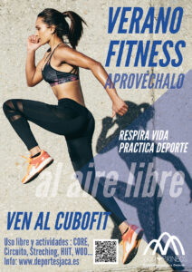 Respira vida, practica deporte Continúa el verano fitness en el CuboFit del Servicio Municipal de Deportes de Jaca con actividades de fitness al aire libre y para todos los ciudadanos, tanto dirigidas como supervisadas, y un aforo de 10 a 15 personas.