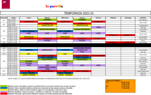 Parrilla de actividades Temporada 2022-2023