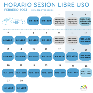 Horarios Febrero 2023 Pabellón de Hielo de Jaca